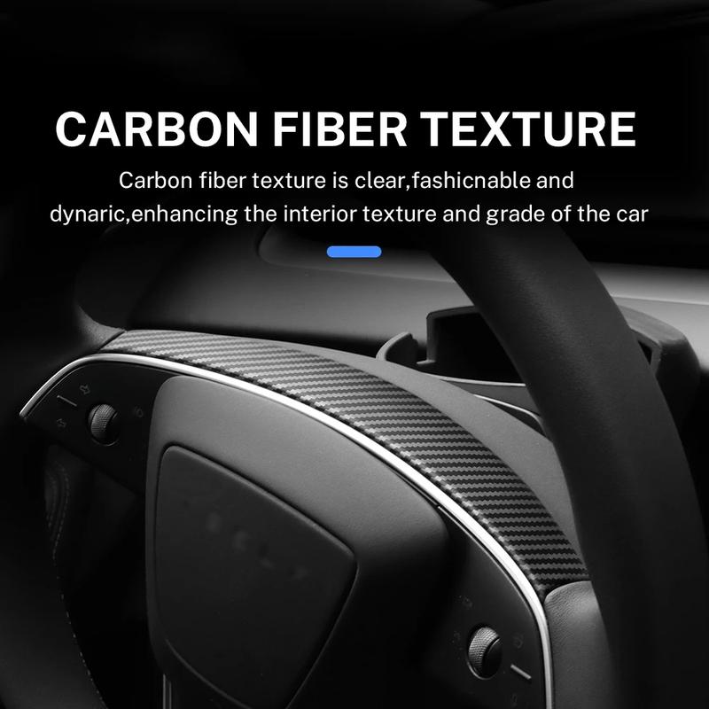 For Tesla Model 3 Highland 2024 ABS Matte Bright Carbon Fiber Trim New Model 3 Steering Wheel Frame Cover Interior Accessories