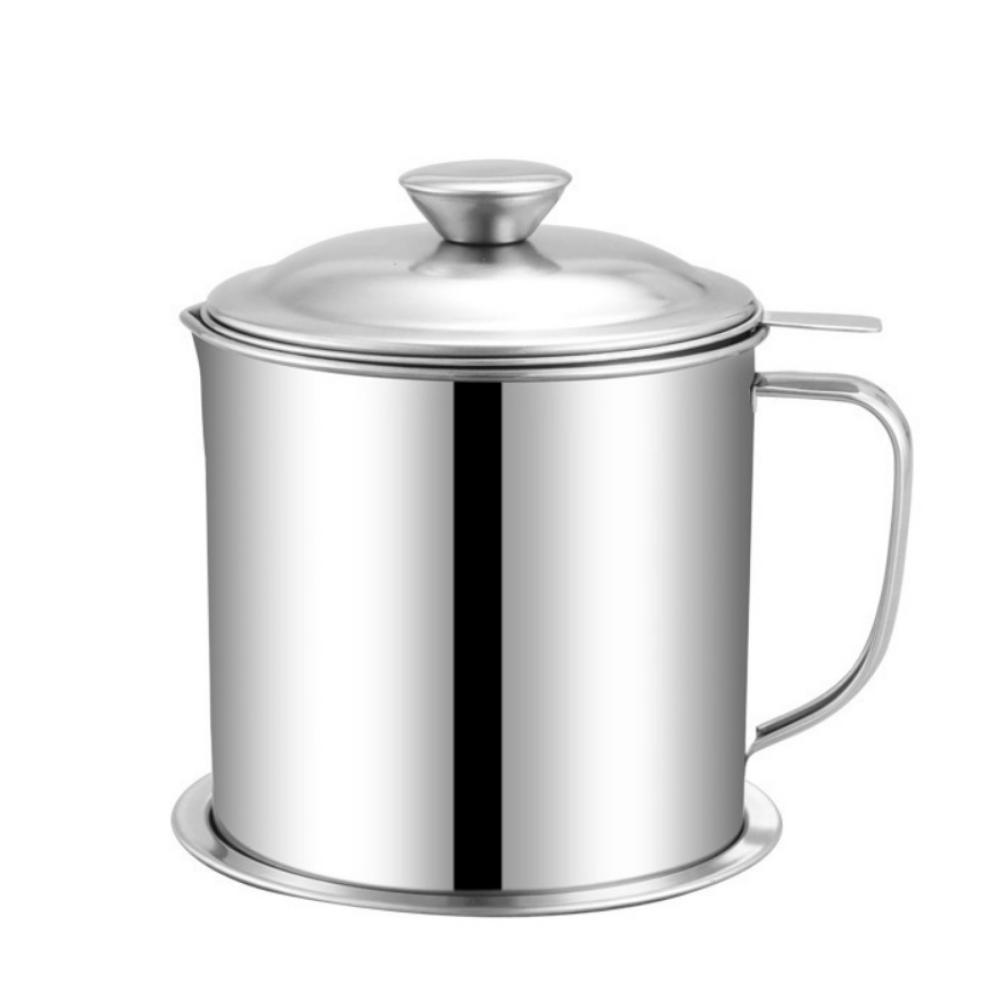 

BPA-Free Oil Filtering Pot Anti-Leakage Grease Container Stainless Steel Strainer Kitchen Use 1.3L-Style 2
