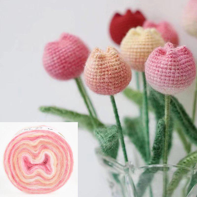 Hand-Dyed Gradient Rainbow Mohair Yarn - Fluffy, Soft, and Perfect for Knitting and DIY Projects.