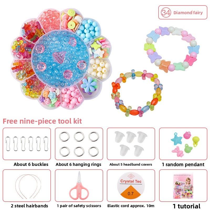 Children Bead Crafting Set Colorful Plastic Materials Handmade Accessories Gift
