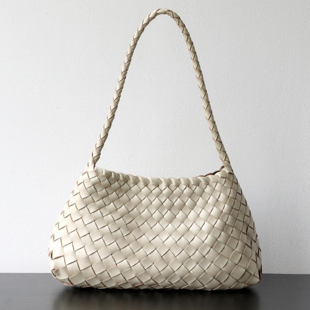 Borsa in Maglia Fatta a Mano Xiaomin Lusso Leggero Pelle di Mucca Strato Superiore Stile Retrò Pelle Conciata al Vegetale Vera Pelle Portatile Sotto Braccio