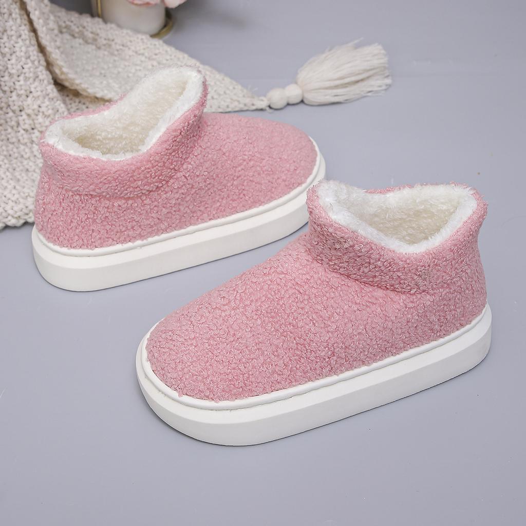 Neue modische Schneestiefel mit runder Spitze und eleganter Plateausohle aus Wildleder für den Winter, flach, verschleißfest, weiche Sohle und samtige Damenschuhe