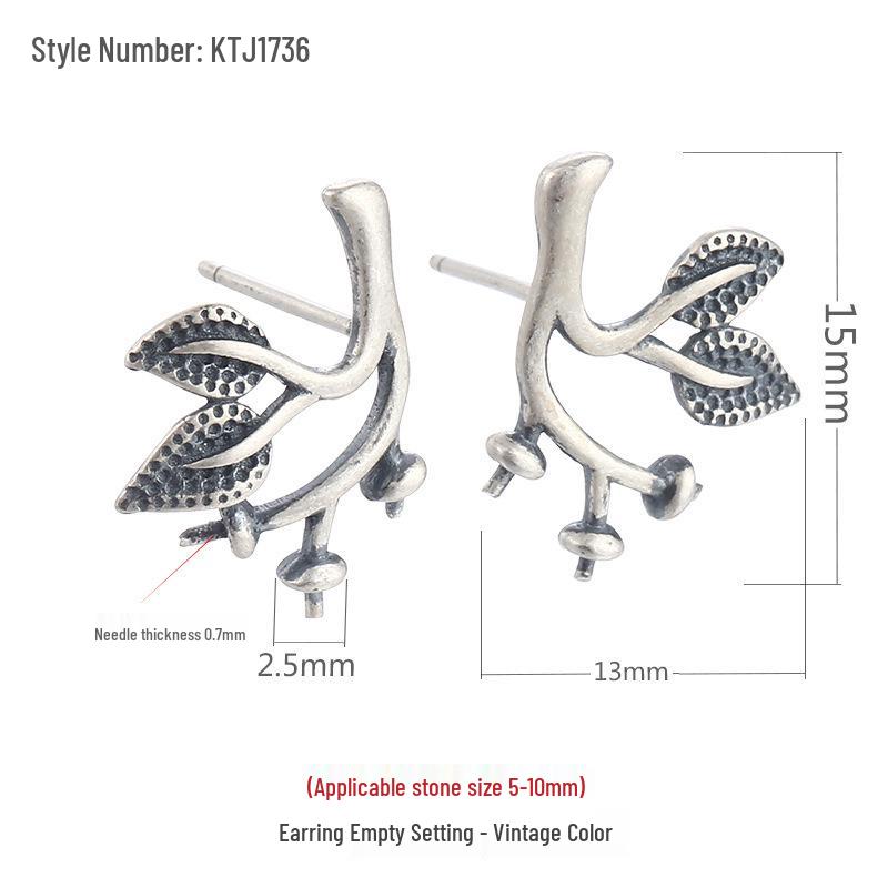 

925 Sterling Silver Simple Japanese & Korean Sand Gold Craft Pearl Dangle Stud Earring Setting for Women 925 Silver