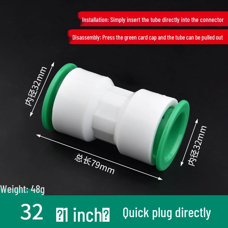 PPR Water Pipe Quick Connector, 4 & 6 Points, No-Melt, Direct Plug-In, 20/25 PE for Cold/Hot Water