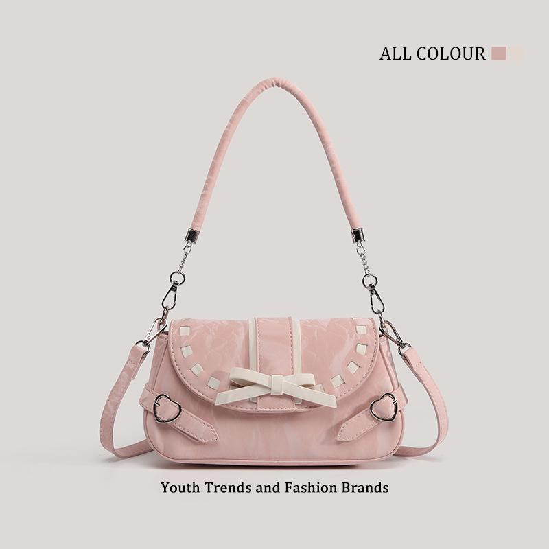 

New cute bow bag, shoulder underarm bag, versatile portable messenger bag, fashionable portable.