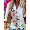 Floral Print Women Blouse Spring Autumn Femme Office Lady Button Up Turn Down Collar Shirts