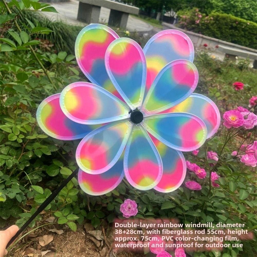 PVC Rotating Sunflower Wind Spinner Large Turntable Windmill Outdoor Party Picnic Decor