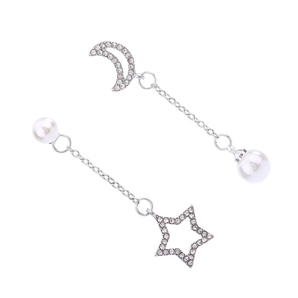 1 Paar künstliche Perlen Ohr Strass asymmetrische Ohrringe Frauen Mädchen Schmuckzubehör