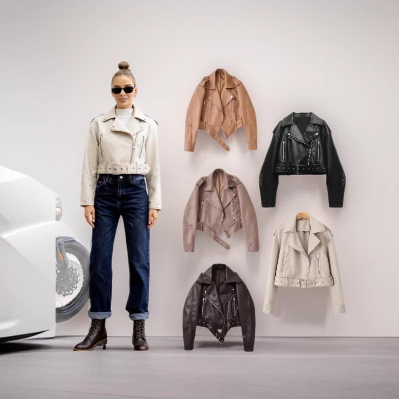 2025 Autumn/Winter Retro Fashion Women's Short Motorcycle Jacket