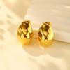 Vintage Oval Irregular Stainless Steel Stud Earrings for Women, Exaggerated Personality Design Gold Plated Earrings Jewelry