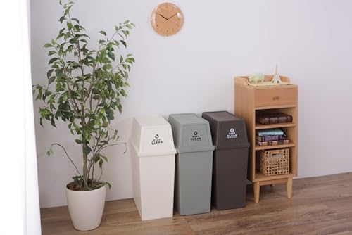 Azumaya-kk LFS-761BR Trash Can with Lid, Brown, W28 X D45 X H67cm