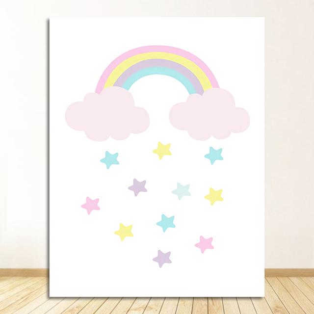 

Холст Картина Детский Плакат Минималистичный Принт Скандинавские Детские Украшения Картина Детская Спальня Декор Радуга Кролик Сердце Настенное Искусство 21cm×30cm NoFrame