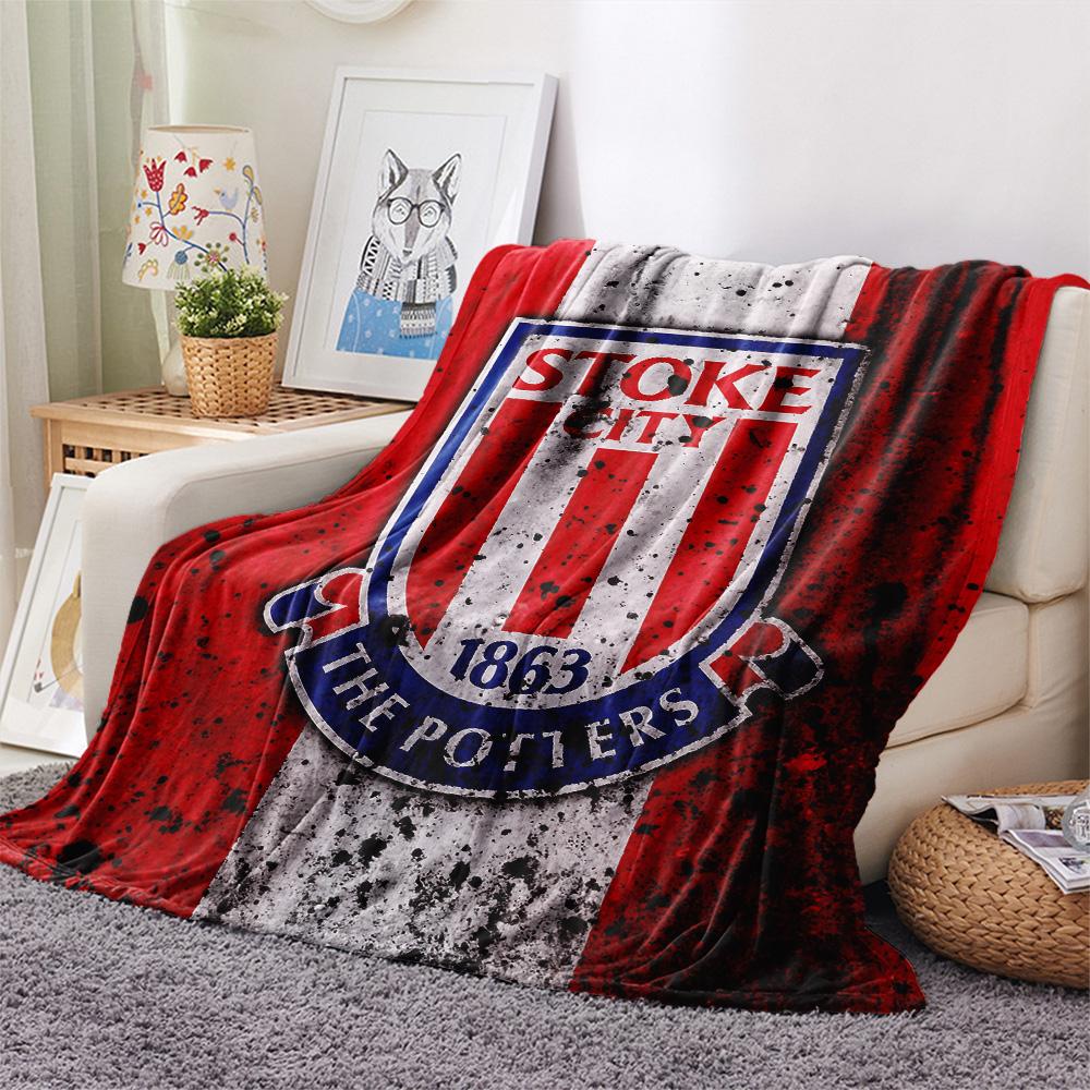 Stoke City Football Club Flanelldecke mit Aufdruck, Hohe Qualität, Bequem für alle Jahreszeiten, Heimdekoration, Wärme und Komfort
