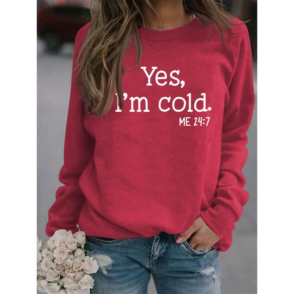 European and American Casual Loose Printed Letter Round Neck Long Sleeve Comfortable Hoodie