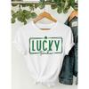 European Size LUCKY Clover Pattern Printed Women'S Round Neck Short Sleeved T-shirt | Casual Top for Spring/Summer