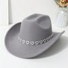 Fashion Breathable Jazz Knight Hat Heart-Shaped Diamond Solid Color Cowboy Hat Wide Brim Sun Hat For Men Women