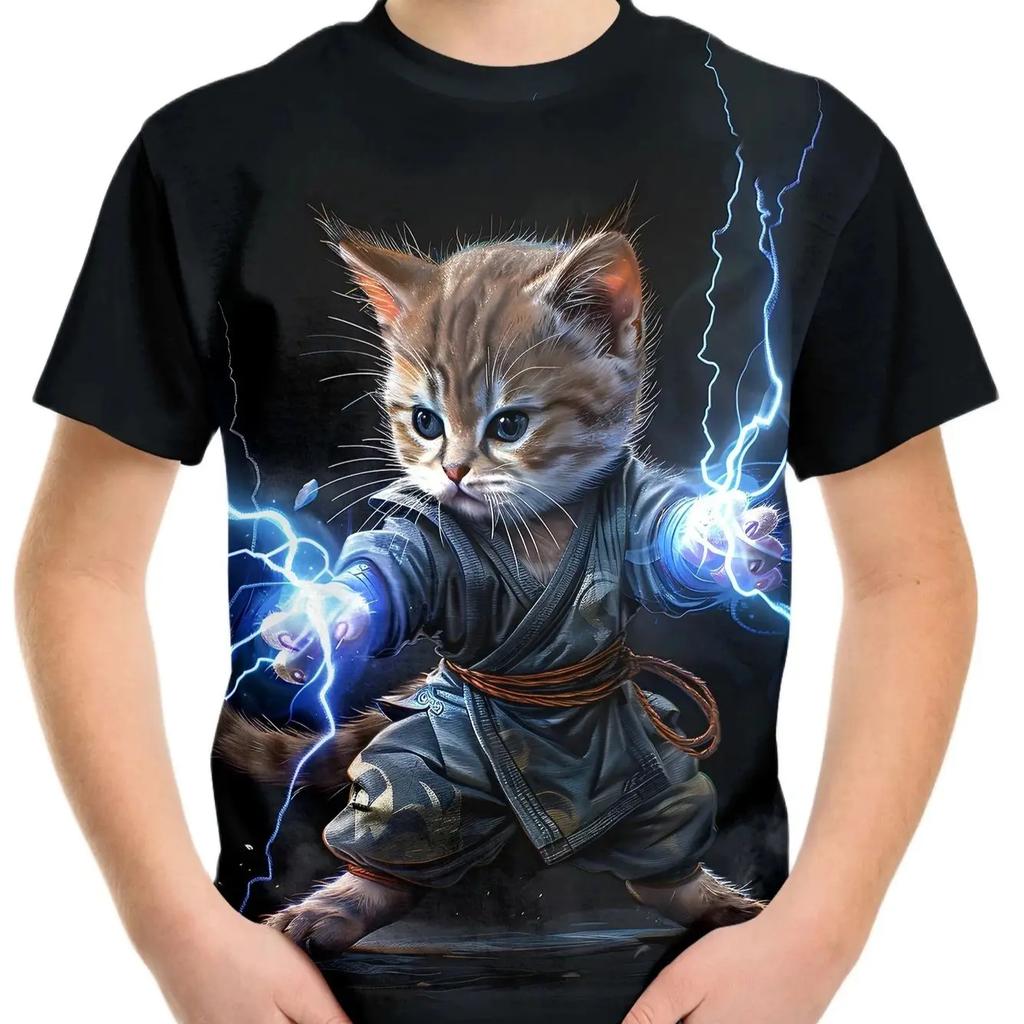 Children Clothes Girl Boys Tshirt Short Sleeve Child T Shirt Kids Summer Clothes 3D Cat Printe Cartoon T-Shirt