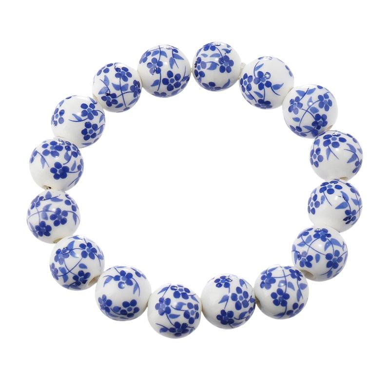 Vintage Blue And White Porcelain Ceramic Beads Strand Bracelet For Women Classic Elegant Wedding Jewelry Daily Accessories