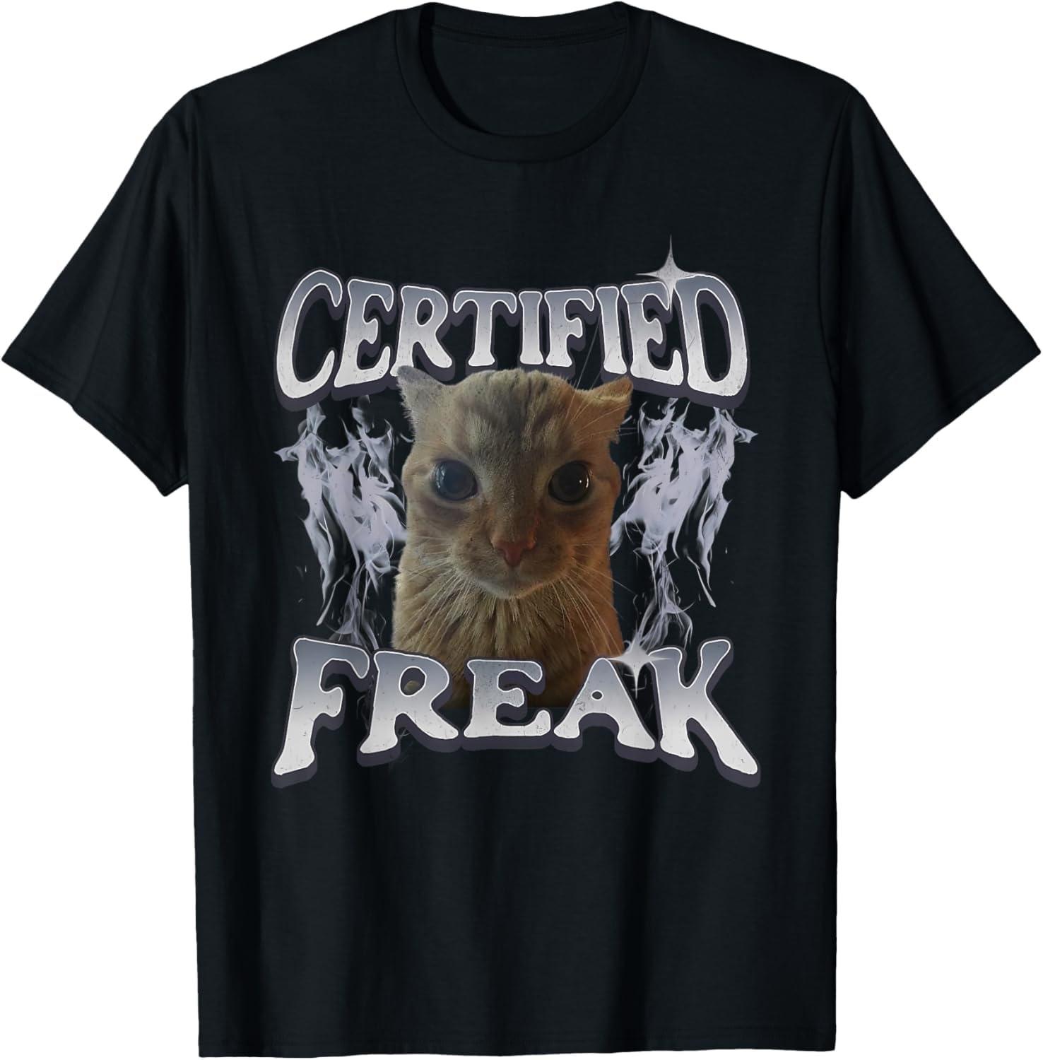 JVDRRY Cat Lover Gift Men Women Certified Freak Funny Cat Meme T-Shirt XXXXXL чёрный
