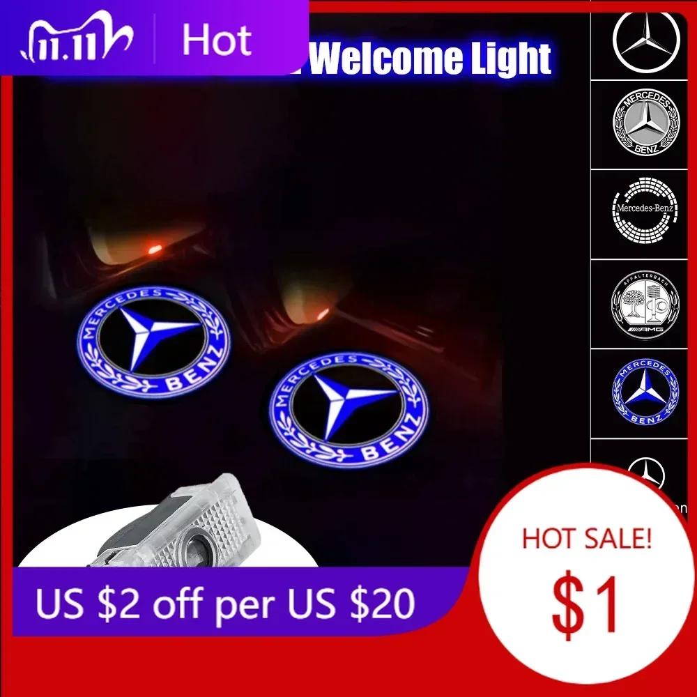 Autoaufkleber Für Mercedes Benz 2 STÜCK Original Auto Tür Willkommenslicht LED Auto Abzeichen Projektorlampe Für Mercedes Benz AMG Maybach W
