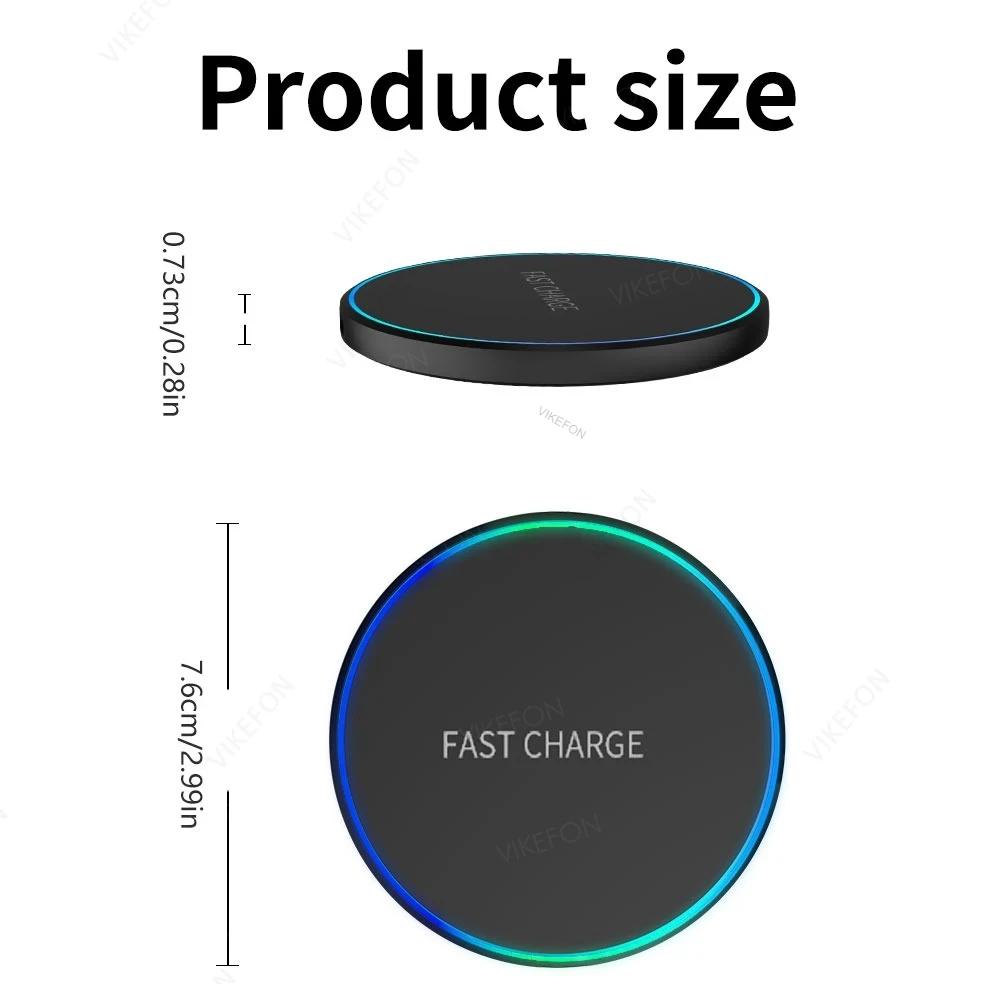 30W MINI Wireless Charger Pad For iPhone 17 16 15 14 Samsung Xiaomi Phone Led Light Induction Type C Fast Charging Dock Station