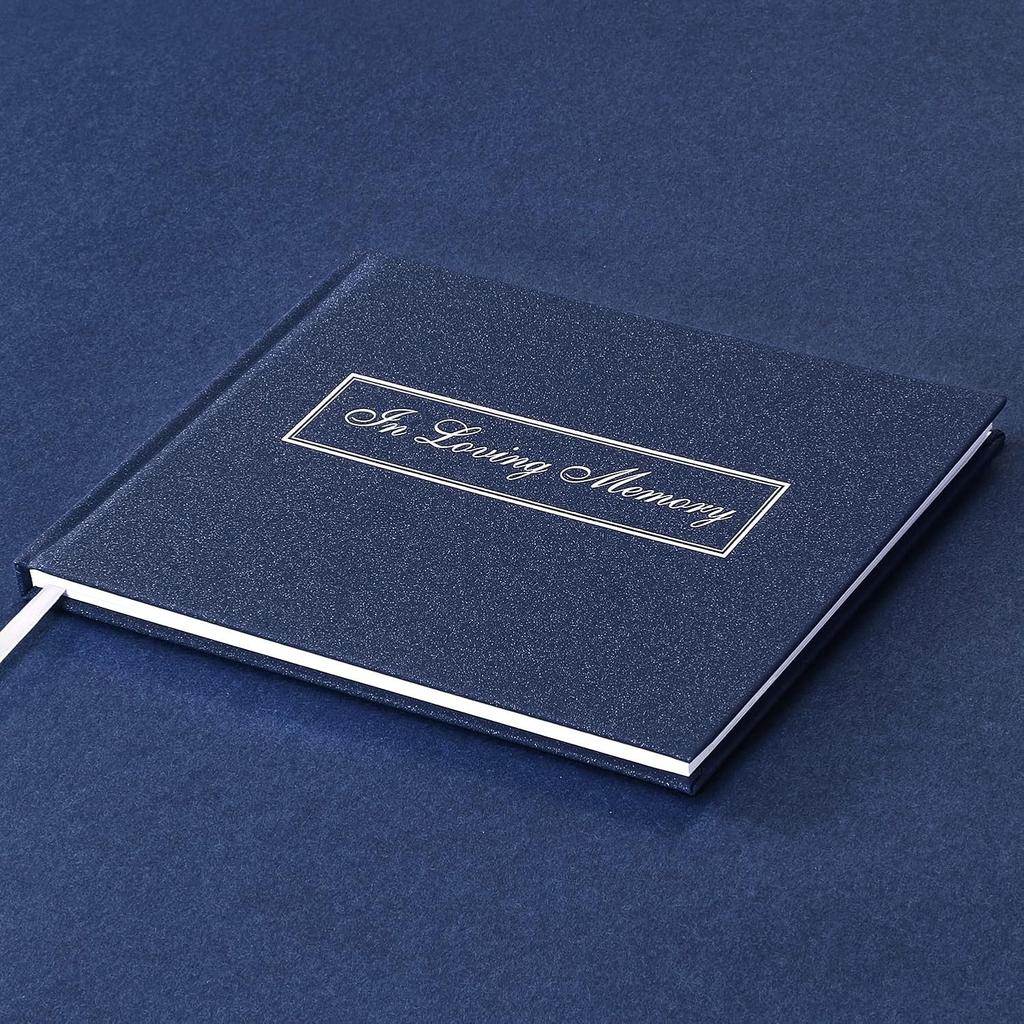 Funeral Guest Book for Memorial Service In Loving Memory Guest Book for Funeral Guest Sign In Book (Book, Navy)