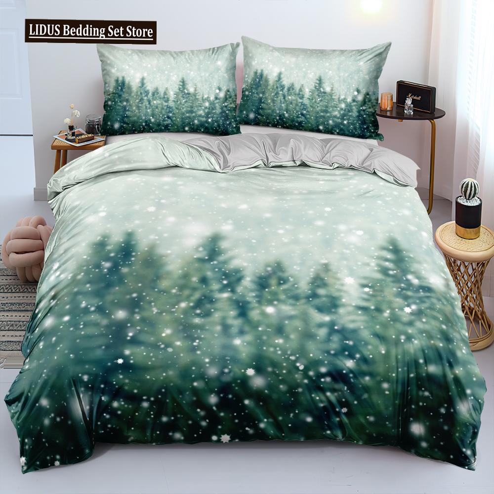 Nordic Style Duvet Cover Set 3D Snow Tree Print Dreaminess Bedding Set Adult Polyester Comforter Cover And Pillowcase King Size