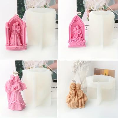 1PC Silicone Newlyweds Wedding Couple Candle Mold Bride Groom Love Theme Irregular Gift Aroma Statue Mould Newlyweds Tool