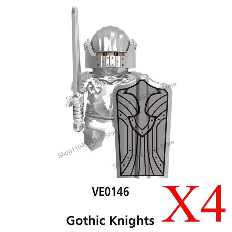 MOC Mittelalterliche Bausteine Zubehör Burgen Gotische Ritter Drache Löwe Krieger Pferd Helme Schilde Rüstungen Äxte Steine Spielzeug