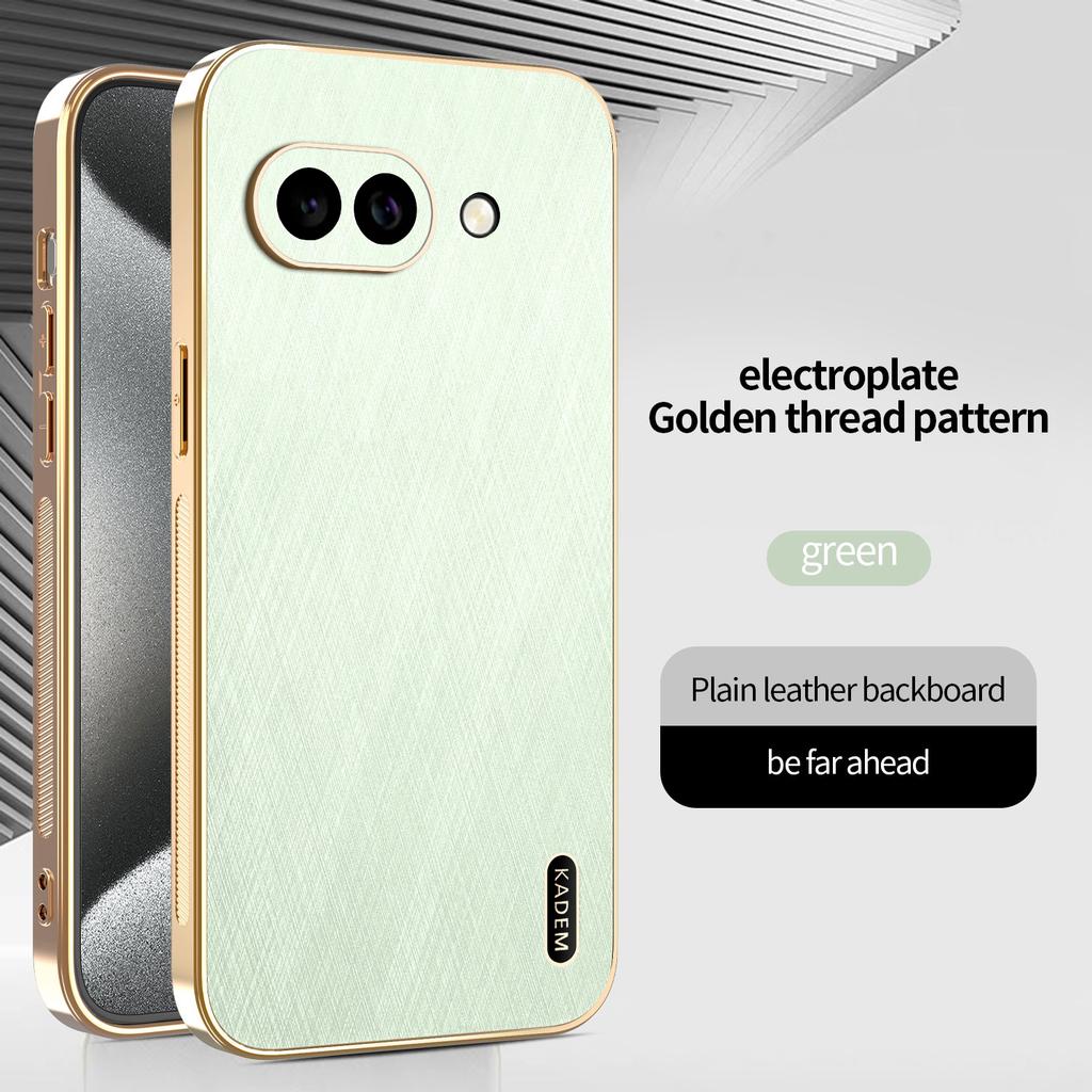 Gold Silk Texture Leather Plating Case For Google Pixel 10A 10 9 Pro XL 9A 8A 8 7 6 Pro 7A 6A Shockproof PC Plastic Cover