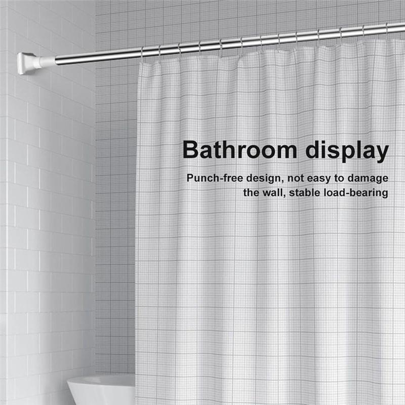 A96K-Punch-Free Telescopic Clothing Rod Extendable Stainless Iron Curtain Pole Easy Installation For Diy Space