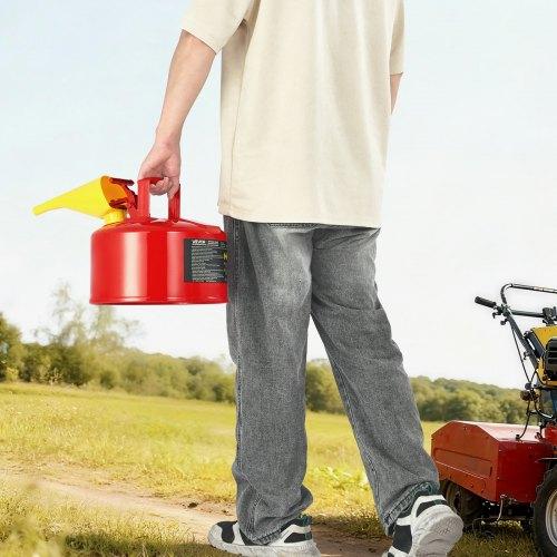 VEVOR Safety Gas Can, 9.5 L Type I Red Safety Can for Gasoline with Stainless Steel Flame Arrester, Self-Closing Lid, and PE Funnel