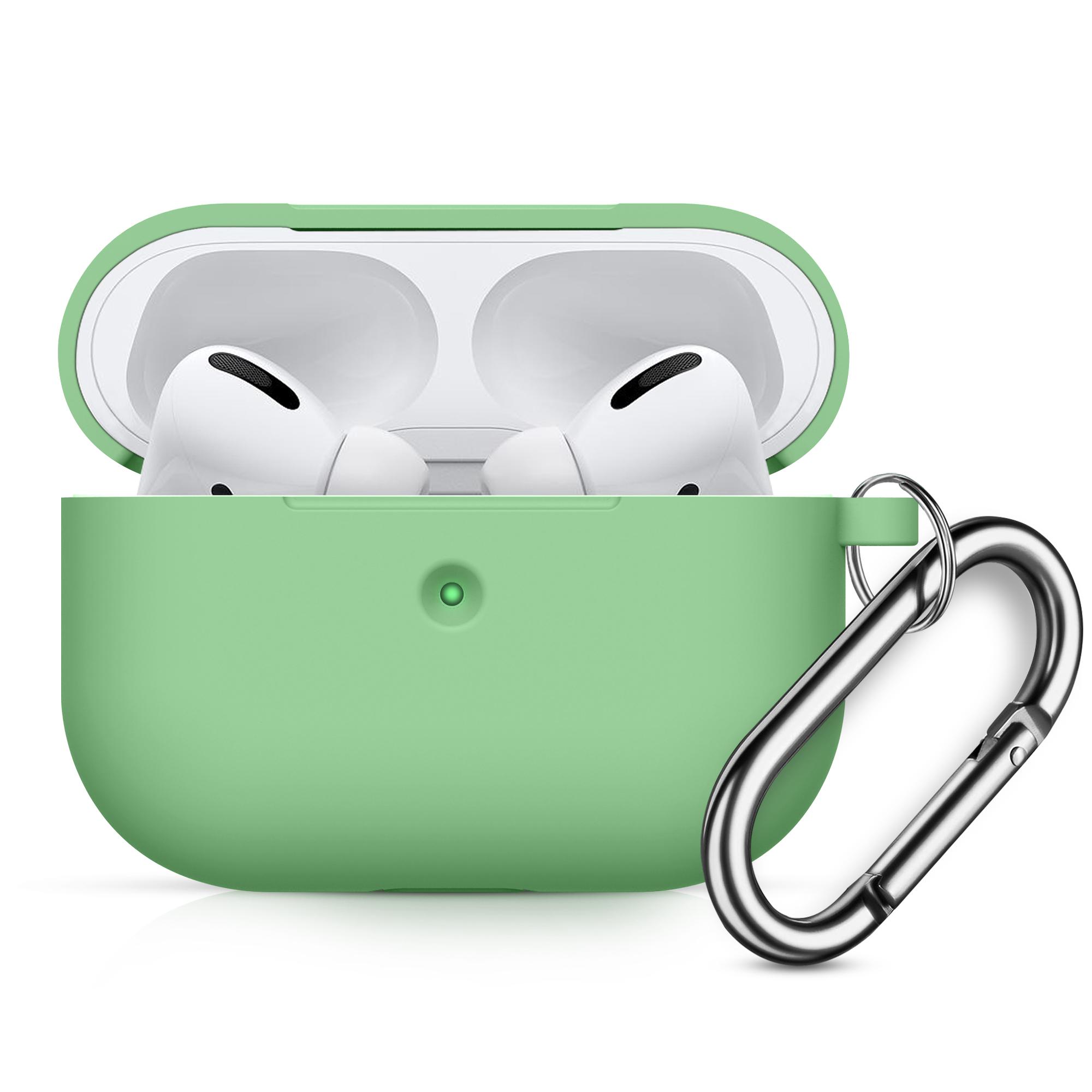 

Для чехла AirPods Pro Беспроводные Bluetooth-наушники Защитный Для Airpods Pro Мягкий Силиконовый Чехол Аксессуар для наушников С крючком мятный зеленый