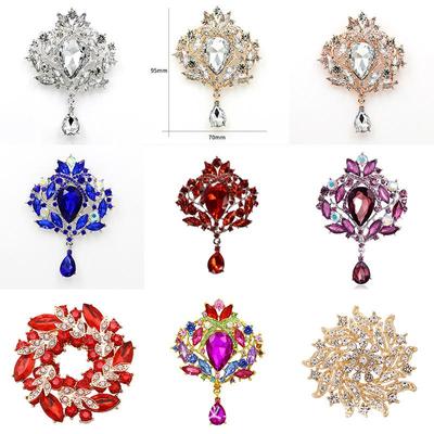 Exaggerated Retro High-Gloss Water Drop Crystal Alloy Brooch Pendant