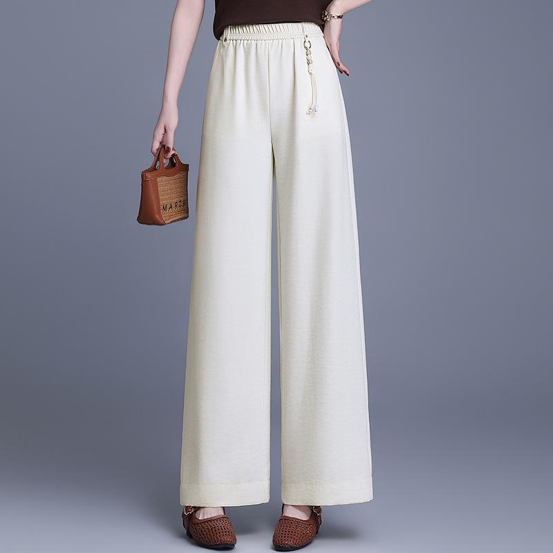 

Spring Loose High-Waisted Wide-Leg Pants for Middle-Aged & Elderly Women - Thin Drape Casual Style XL [Recommended for up to 52.5 kg] брудно-білий