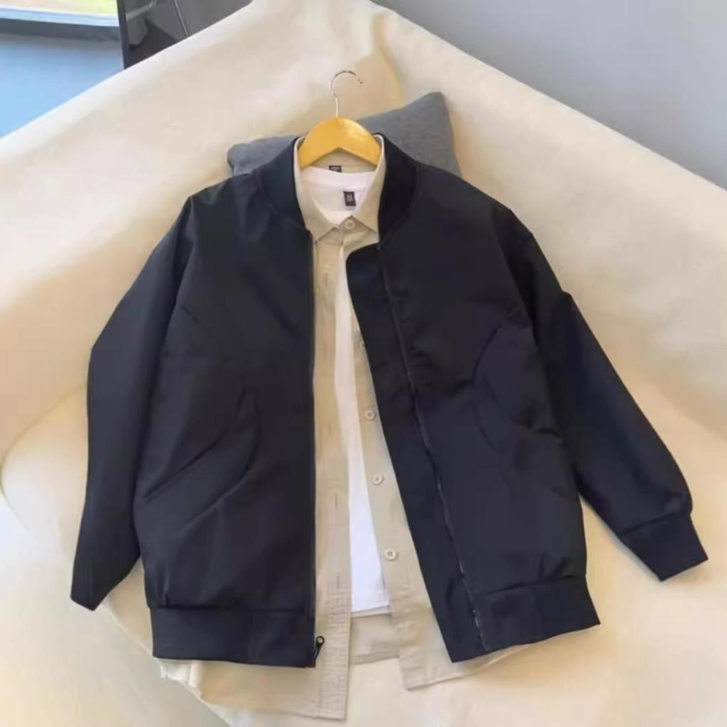 American High Street Top Loose High-end Jacket Men's High-end Light-colored Stand-up Collar Couple Baseball Jersey Flight Suit Jacket