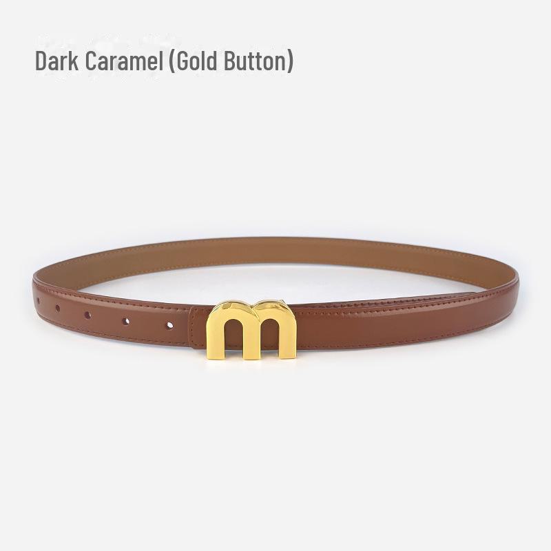 M Letter Genuine Leather Women's Belt - Versatile for Casual Pants, Skirts, and Jeans