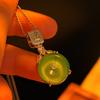 Full Green Yang Green Natural Agate Green Chalcedony Pendant Female Opening Slightly Inlaid, Real Shot Fidelity