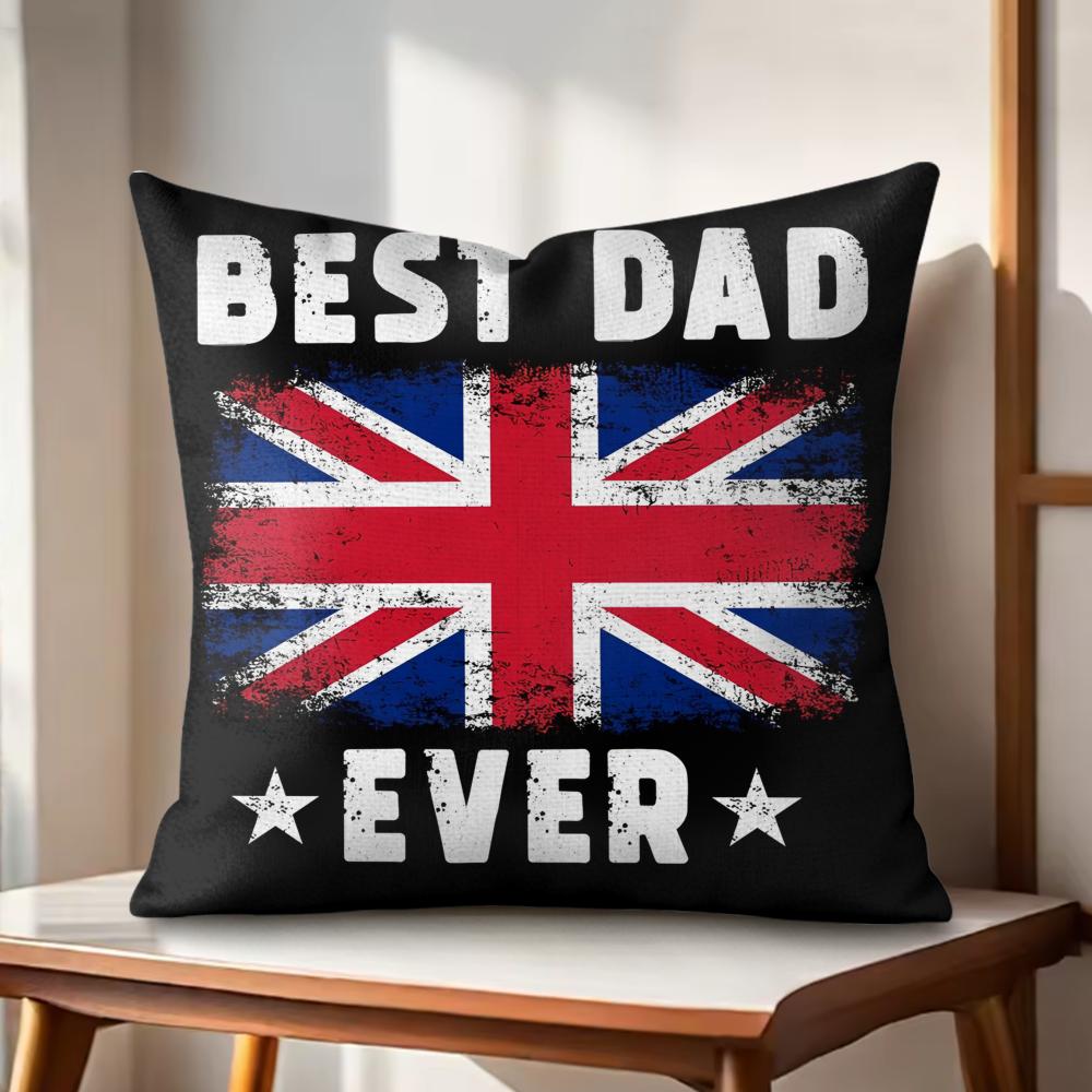 Best Dad Ever Cushion Cover Natural Linen Organic Fabric DoubleSided Printing Couch Pillow Covers Home Decor