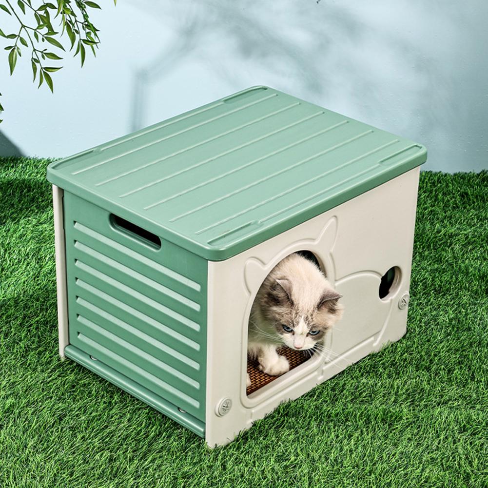 Outdoor Rainproof Cat House Stackable Plastic Pet Nest Four Seasons Cozy Shelter with Escape Door for Small Pets Kitten Condos