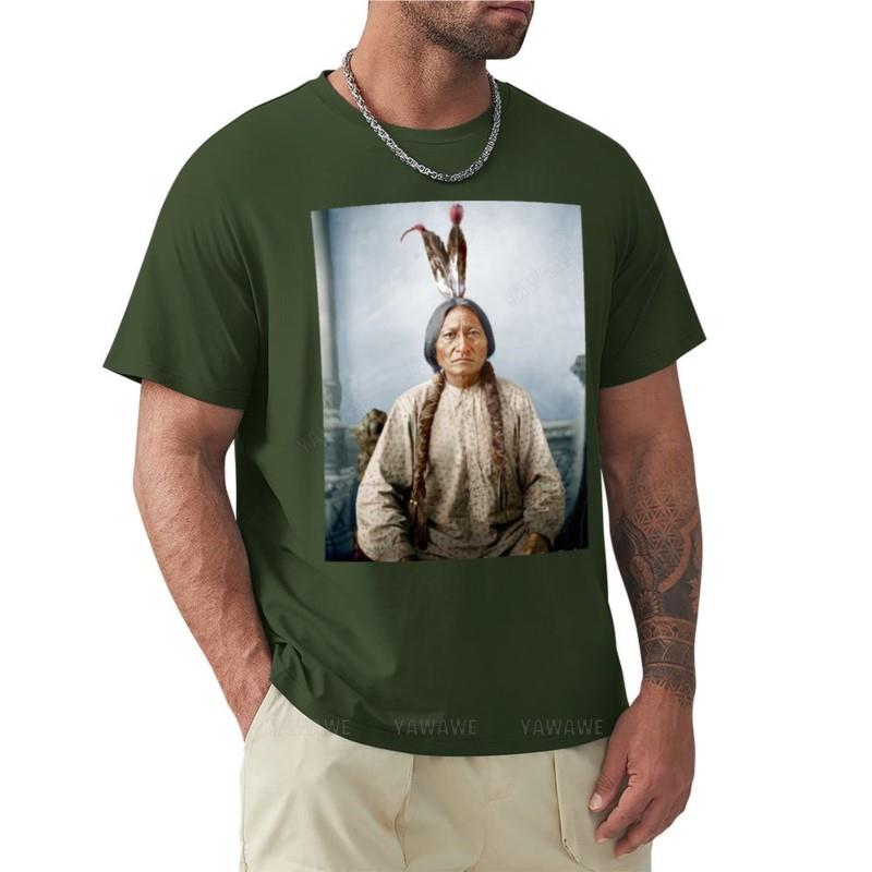 Summer Fashion Teeshirt Men Tshirt Sitting Bull TShirt Blank T Shirts Hippie Clothes Mens Graphic Tshirts Hip Hop