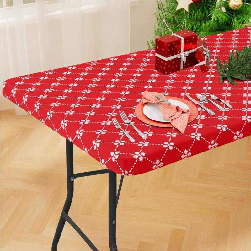 Homaxy Rectangle Vinyl Table Cloth Elastic Fitted Tablecloth With Flannel Backing Waterproof Plastic Table Cover Camp Tablecloth