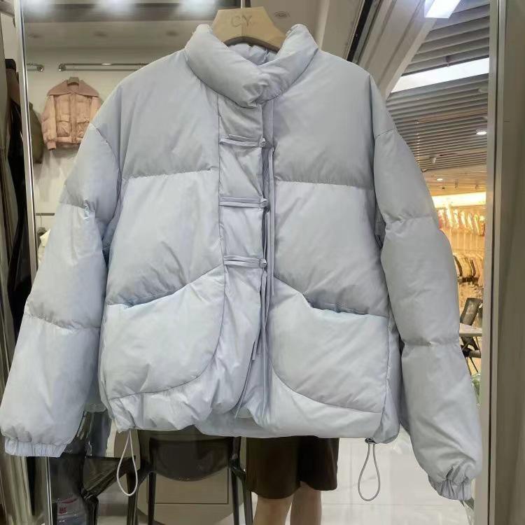 2024 Chinese Style Retro Frog Button Warm Down Cotton Jacket for Women