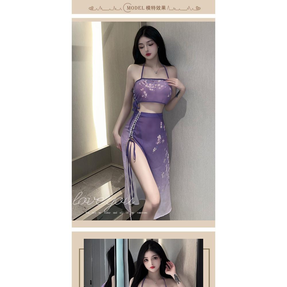 Sex Underwear Women Wholesale Distribution Cross-border Role-playing Retro Sex Hanfu Classical Style Perspective Cheongsam Set