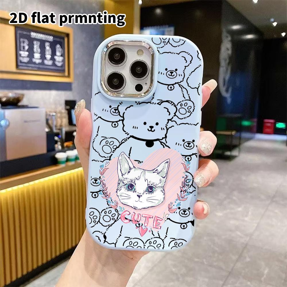 Phone Case: 2D Flat Design Suitable for iPhone 18 17 16 15 14 13 Pro Protective Case, Couple Style, Cute Pet Girl Style, Christmas and Halloween Gift