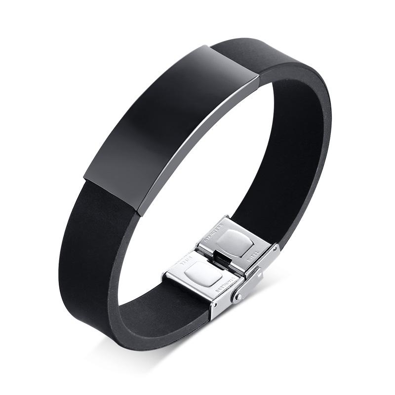 

Custom SOS Stainless Steel ID Silicone Bracelet For Men Women Personalized Wristband DIY Adjsuatble