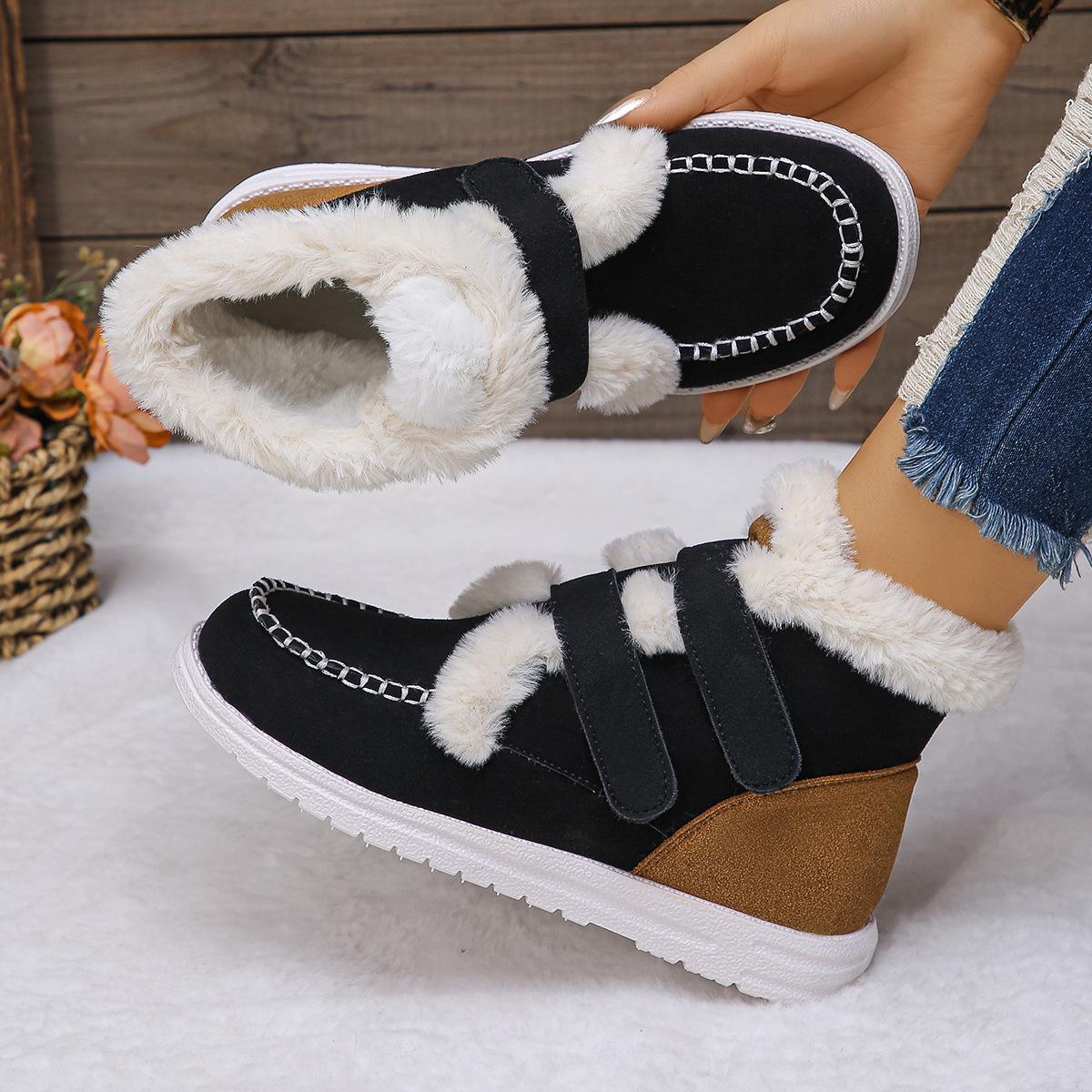 

Women Mid Heels Short Boots 2026 New Trend Women Snow Boots Comfort Warm Cozy Ankle Shoes Casual Autumn Winter Walking Shoes 36 чёрный