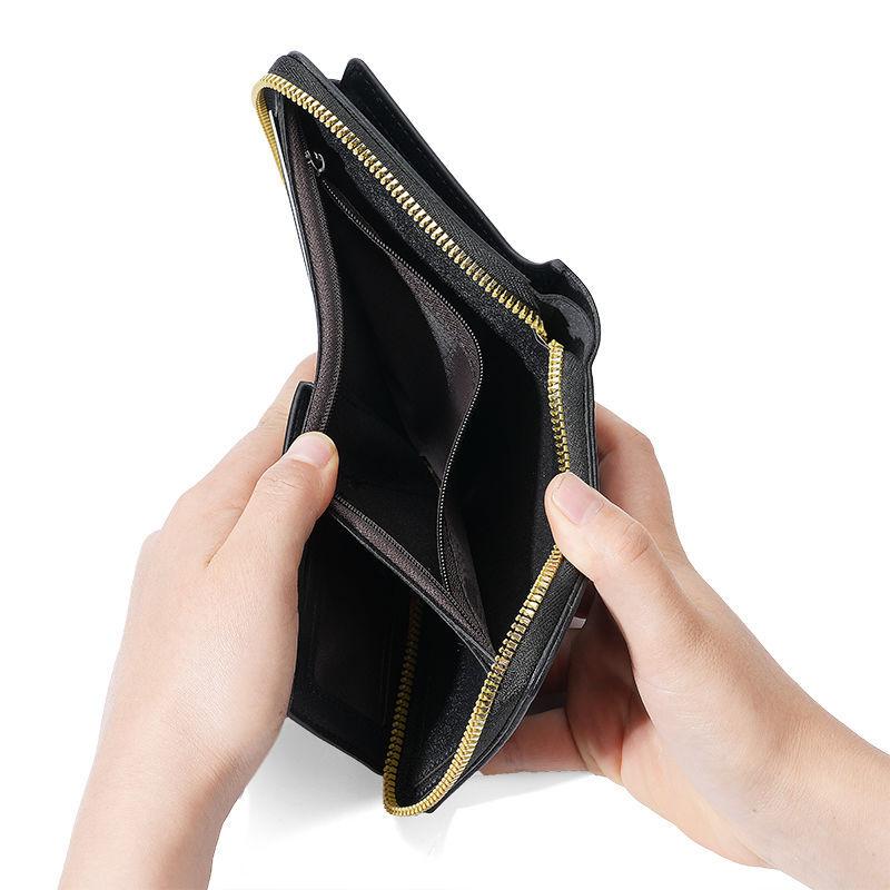 Leather Men’s Wallet Luxury Mens Purse Male Zipper Card Holders with Coin Pocket Wallets Gifts for Men Money Bag