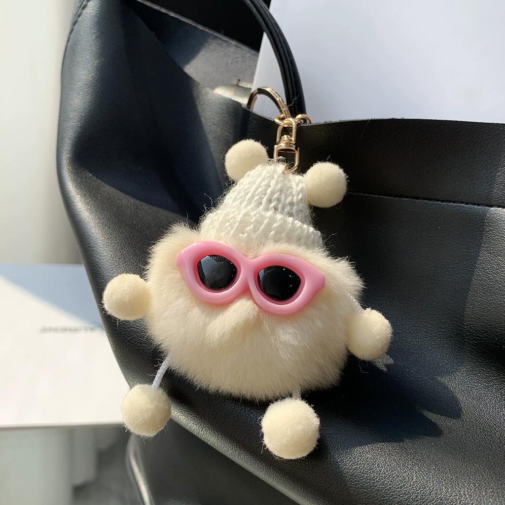 Real Rex Rabbit Hair Coal Ball Elf Ins Internet Celebrity Cute Bag Pendant Plush Doll Car Keychain Pendant