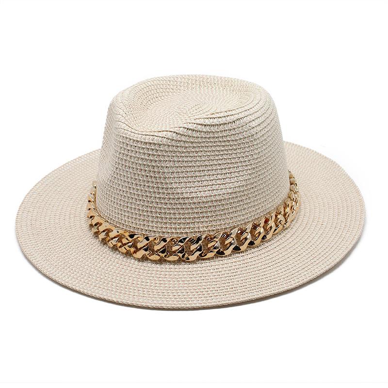 Summer Men'S And Women'S Gender-Neutral Sunshade Straw Hat Sun Protection Uv Protection Straw Woven Panama Top Hat